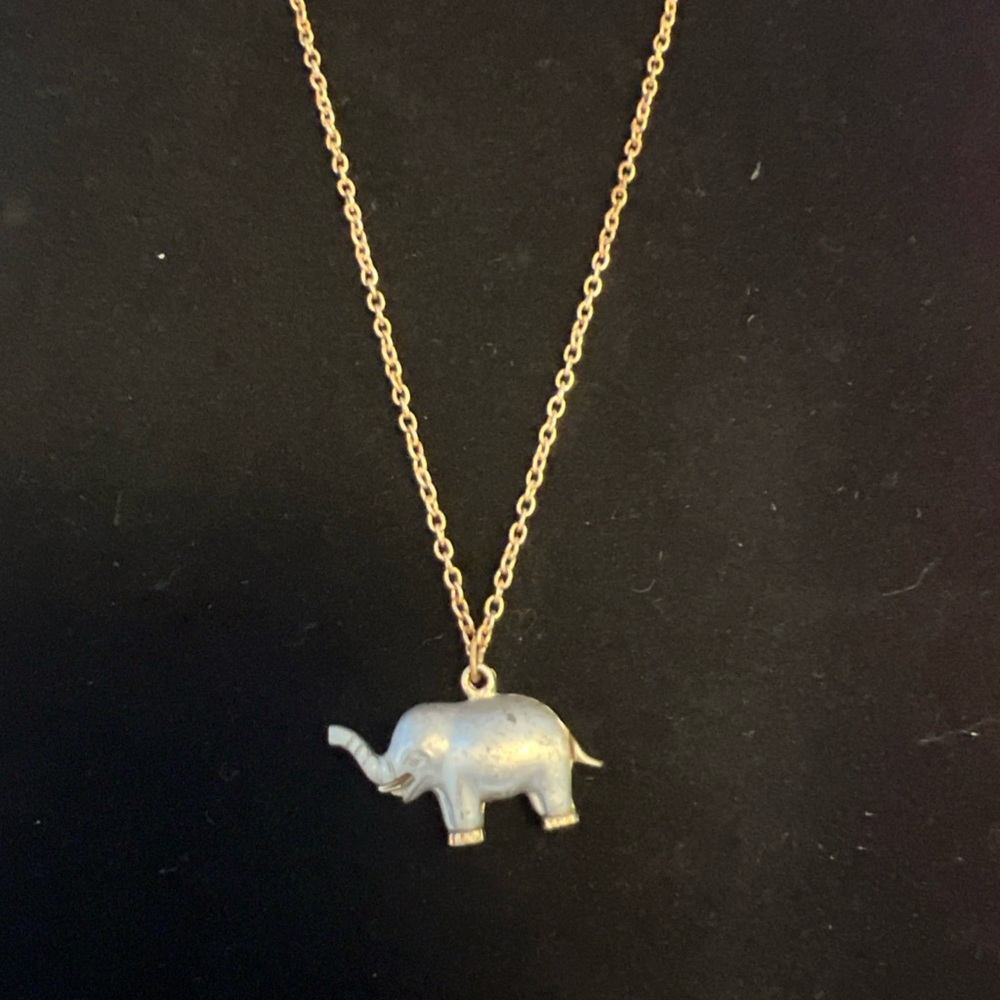 Gold Tone Elephant Pendant Necklace